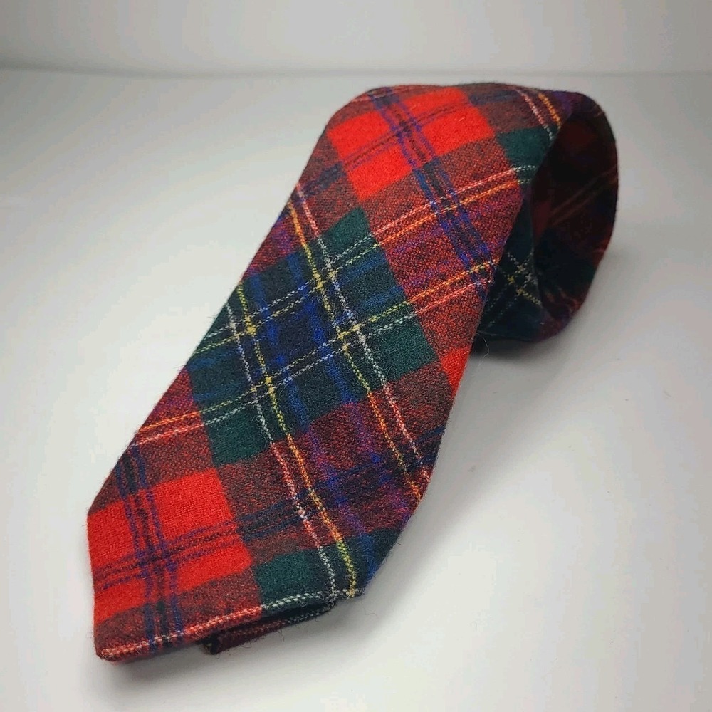 Pendleton Wool Tie Red Plaid Tartan 100% Virgin Wool Classic Mens Tie